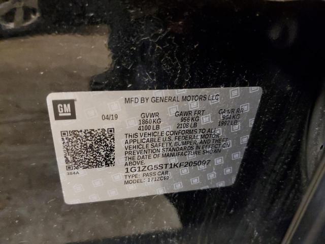 1G1ZG5ST1KF205097 - 2019 CHEVROLET MALIBU RS 黑色 照片 12