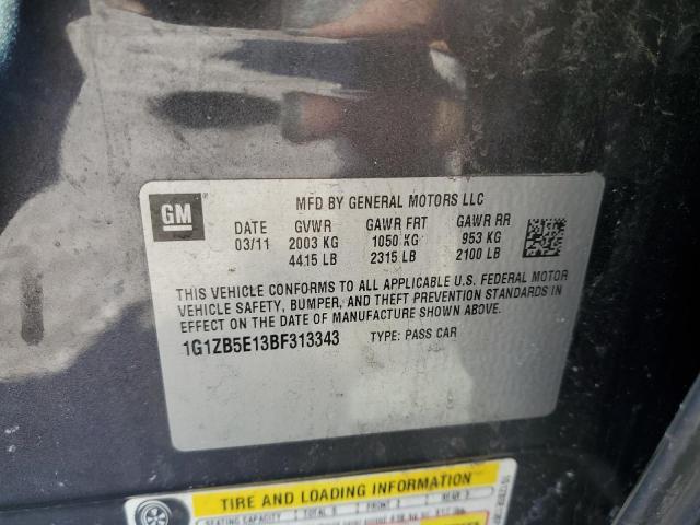 1G1ZB5E13BF313343 - 2011 CHEVROLET MALIBU CLA LS GRAY photo 12