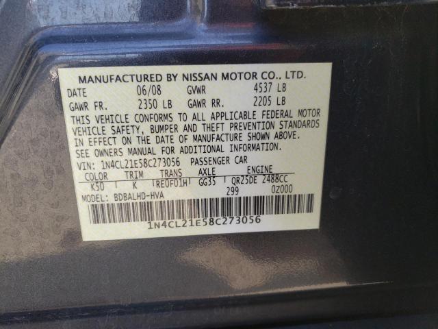 1N4CL21E58C273056 - 2008 NISSAN ALTIMA HYBRID GRAY photo 12