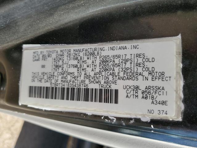 5TBRT34183S438746 - 2003 TOYOTA TUNDRA ACCESS CAB SR5 TURQUOISE photo 12