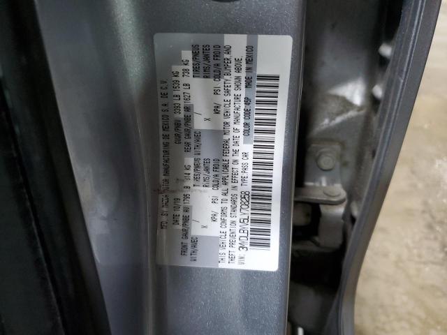 3MYDLBYV5LY708258 - 2020 TOYOTA YARIS L SILVER photo 12