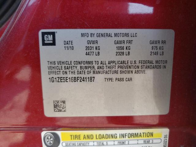 1G1ZE5E16BF241187 - 2011 CHEVROLET MALIBU LTZ ბურგუნდია ფოტო 13