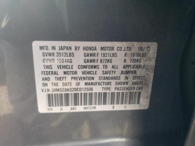 JHMGE8H32DC012506 - 2013 HONDA FIT GRAY photo 13