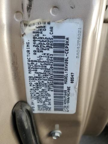 4T1BG22K51U043043 - 2001 TOYOTA CAMRY CE SILVER photo 12