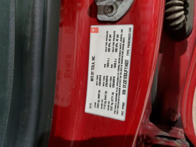 5YJ3E1EBXJF114637 - 2018 TESLA MODEL 3 RED photo 13