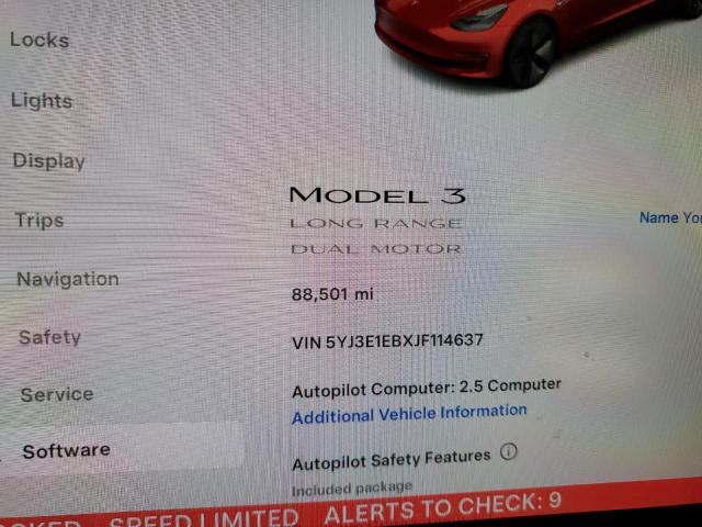 5YJ3E1EBXJF114637 - 2018 TESLA MODEL 3 RED photo 9