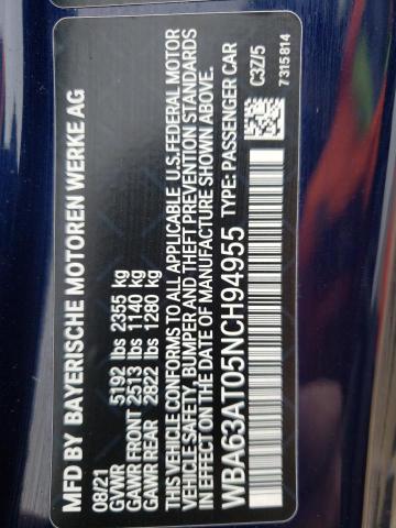 WBA63AT05NCH94955 - 2022 BMW M440XI BLUE photo 13