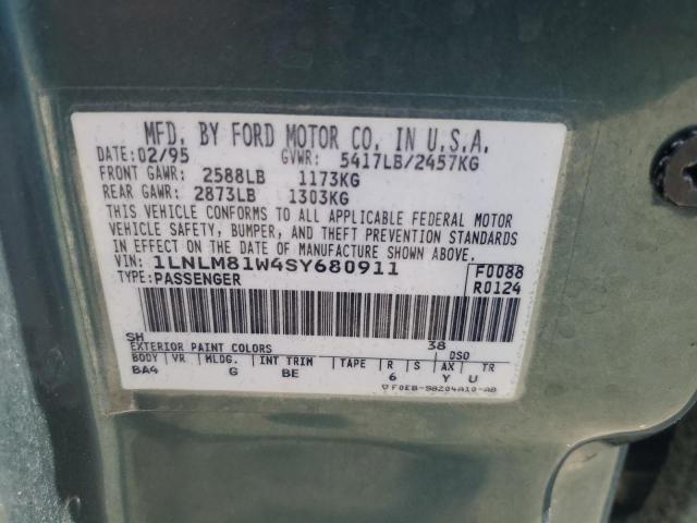 1LNLM81W4SY680911 - 1995 LINCOLN TOWN CAR EXECUTIVE GREEN photo 12