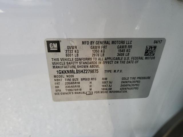 1GKKNMLS5HZ279875 - 2017 GMC ACADIA SLT-1 WHITE photo 12