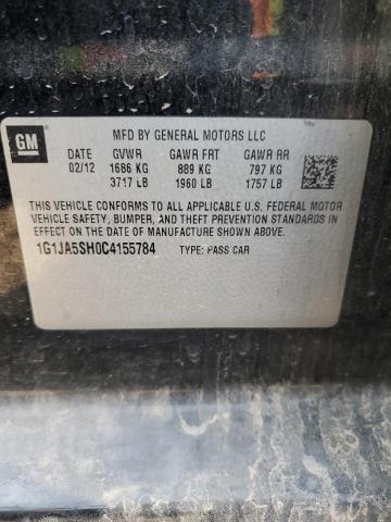 1G1JA5SH0C4155784 - 2012 CHEVROLET SONIC LS BLACK photo 12