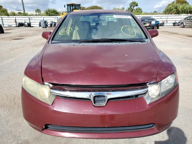 2HGFA16508H520613 - 2008 HONDA CIVIC LX BURGUNDY photo 5