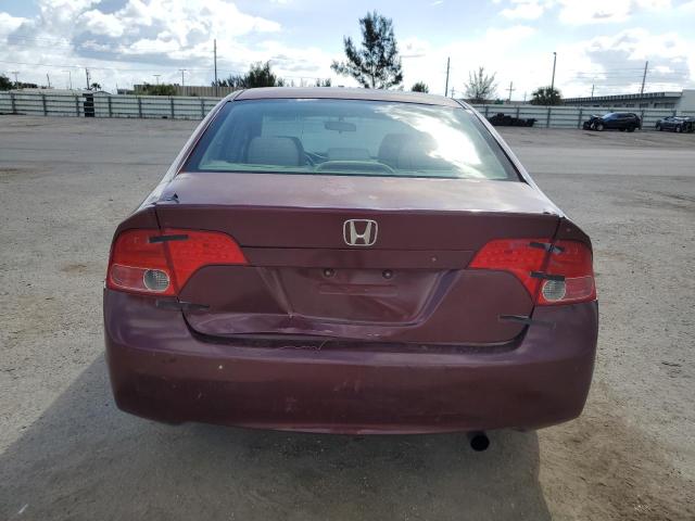 2HGFA16508H520613 - 2008 HONDA CIVIC LX BURGUNDY photo 6