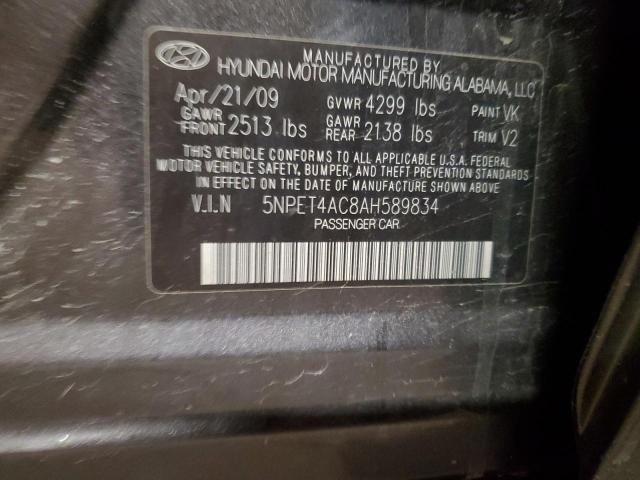 5NPET4AC8AH589834 - 2010 HYUNDAI SONATA GLS GRAY photo 12