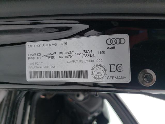 WAUC4AF45JA001266 - 2018 AUDI S4 PRESTIGE BLACK photo 12