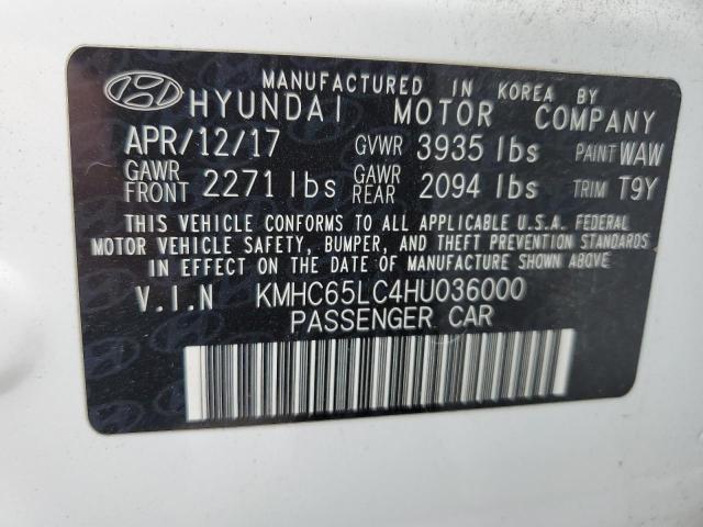 KMHC65LC4HU036000 - 2017 HYUNDAI IONIQ BLUE WHITE photo 12