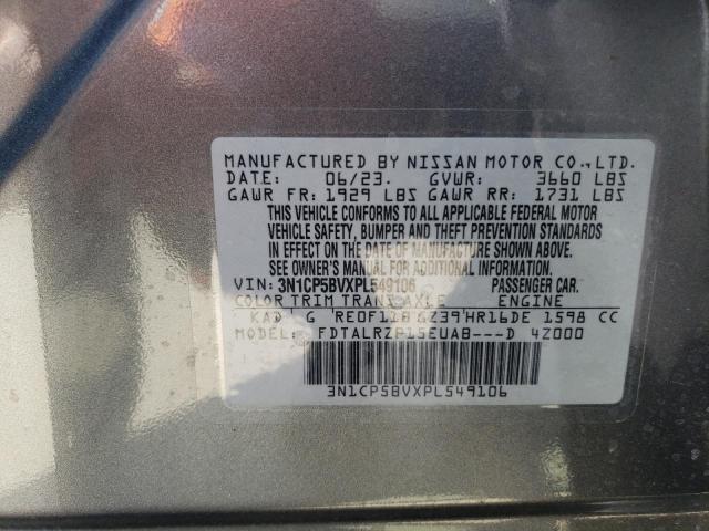 3N1CP5BVXPL549106 - 2023 NISSAN KICKS S GRAY photo 13