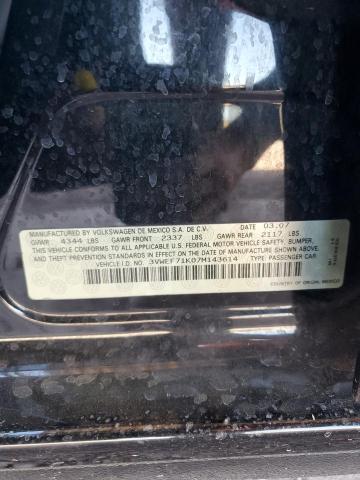 3VWEF71K07M143614 - 2007 VOLKSWAGEN JETTA WOLFSBURG 黑色 照片 12