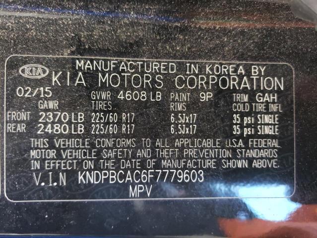 KNDPBCAC6F7779603 - 2015 KIA SPORTAGE LX BLACK photo 13