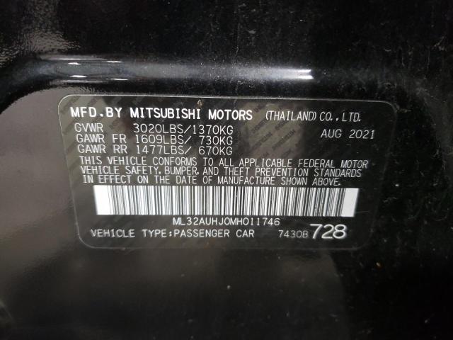 ML32AUHJ0MH011746 - 2021 MITSUBISHI MIRAGE ES BLACK photo 12