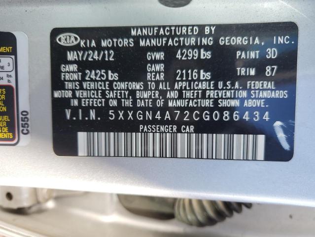 5XXGN4A72CG086434 - 2012 KIA OPTIMA EX SILVER photo 12