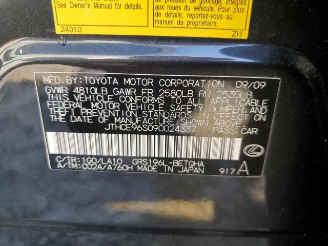 JTHCE96S090024337 - 2009 LEXUS GS 350 GRAY photo 12