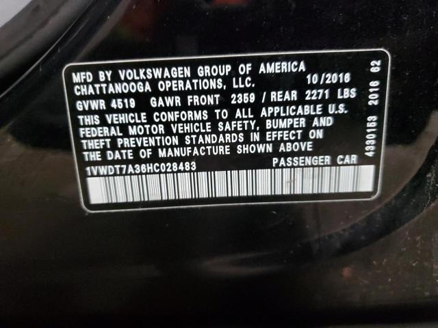 1VWDT7A36HC028483 - 2017 VOLKSWAGEN PASSAT R-LINE أسود صورة 12