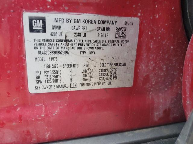 KL4CJCSB8GB525097 - 2016 BUICK ENCORE RED photo 12