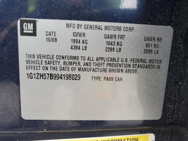 1G1ZH57B994198029 - 2009 CHEVROLET MALIBU 1LT 蓝色 照片 12