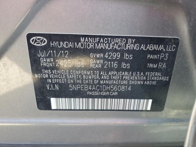 5NPEB4AC1DH560814 - 2013 HYUNDAI SONATA GLS CHARCOAL photo 12