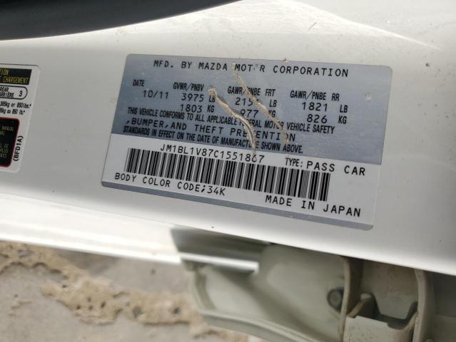 JM1BL1V87C1551867 - 2012 MAZDA 3 I WHITE photo 13