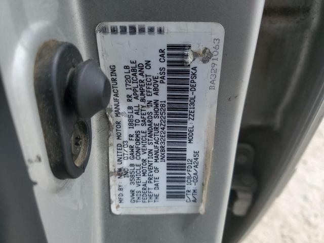 1NXBR32E24Z225281 - 2004 TOYOTA COROLLA CE SILVER photo 13