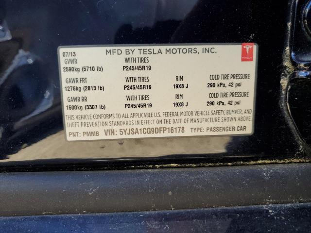 5YJSA1CG9DFP16178 - 2013 TESLA MODEL S BLUE photo 12