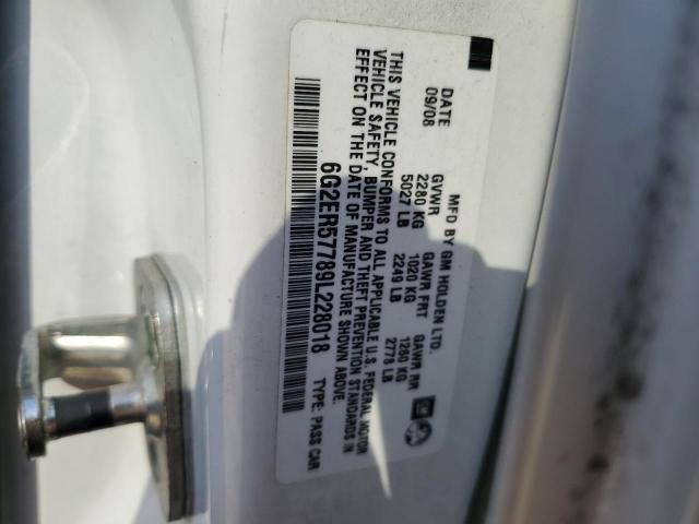 6G2ER57789L228018 - 2009 PONTIAC G8 WHITE photo 12