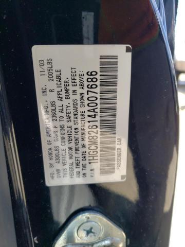 1HGCM82614A007686 - 2004 HONDA ACCORD EX BLACK photo 12