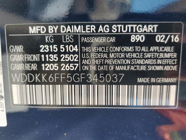 WDDKK6FF5GF345037 - 2016 MERCEDES-BENZ E 400 BLUE photo 12