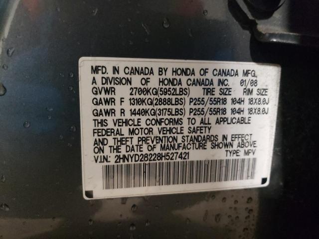 2HNYD28228H527421 - 2008 ACURA MDX CHARCOAL photo 13