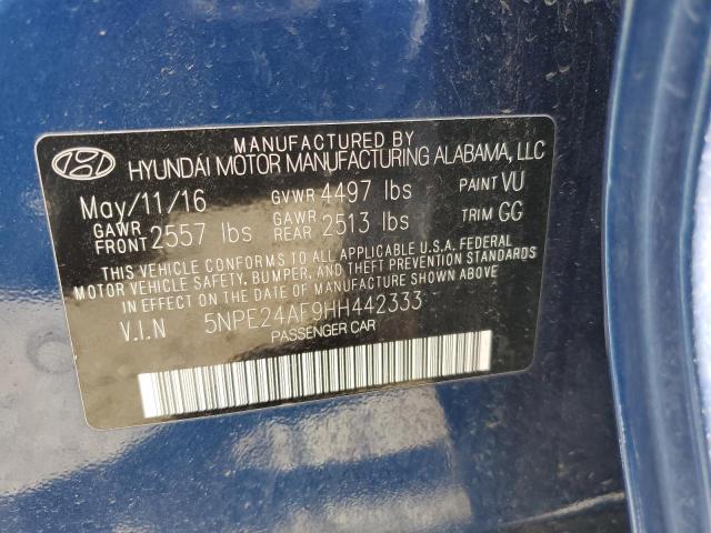 5NPE24AF9HH442333 - 2017 HYUNDAI SONATA SE BLUE photo 12