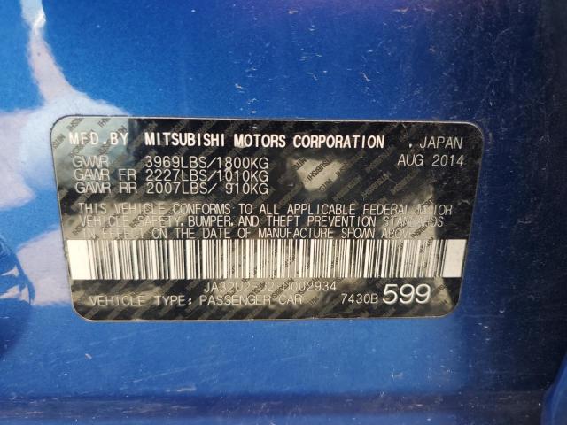 JA32U2FU2FU002934 - 2015 MITSUBISHI LANCER ES BLUE photo 12