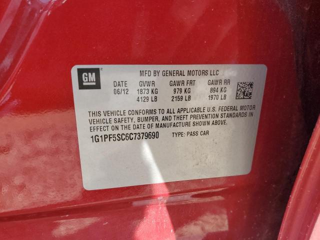 1G1PF5SC6C7379690 - 2012 CHEVROLET CRUZE LT RED photo 12