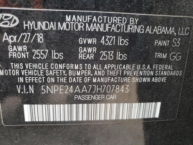 5NPE24AA7JH707843 - 2018 HYUNDAI SONATA ECO BLACK photo 12