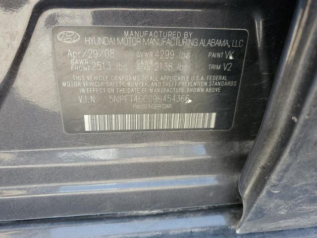 5NPET46C09H454366 - 2009 HYUNDAI SONATA GLS CHARCOAL photo 12