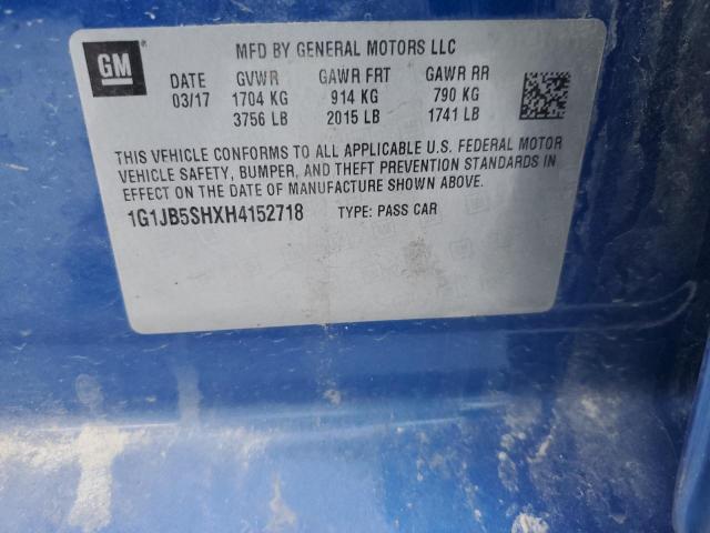 1G1JB5SHXH4152718 - 2017 CHEVROLET SONIC LS 蓝色 照片 13