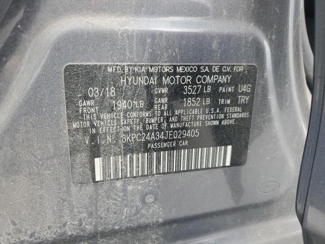 3KPC24A34JE029405 - 2018 HYUNDAI ACCENT SE GRAY photo 12
