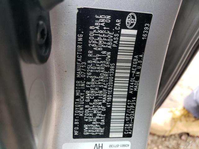 4T1BD1EB2DU013985 - 2013 TOYOTA AVALON HYBRID SILVER photo 13