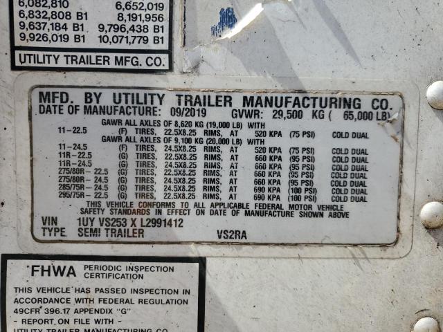 1UYVS253XL2991412 - 2020 UTILITY TRAILER WHITE photo 10