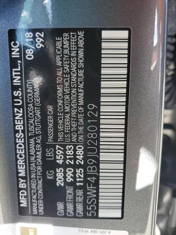 55SWF4JB9JU280129 - 2018 MERCEDES-BENZ C 300 GRAY photo 12