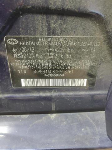 5NPEB4AC8DH556761 - 2013 HYUNDAI SONATA GLS BLUE photo 13