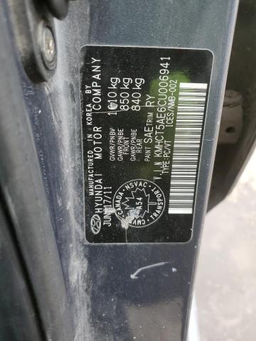 KMHCT5AE6CU006941 - 2012 HYUNDAI ACCENT GLS GRAY photo 12