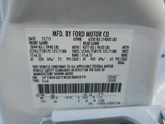 1FT8W3DT8GEB60275 - 2016 FORD F350 SUPER DUTY WHITE photo 12