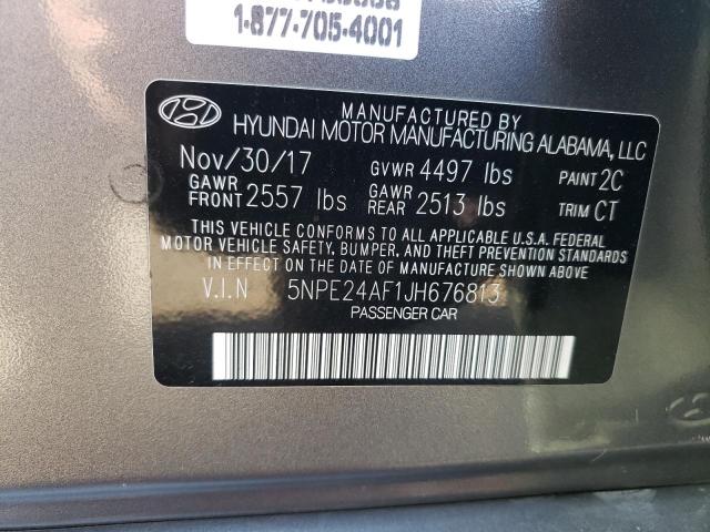 5NPE24AF1JH676813 - 2018 HYUNDAI SONATA SE GRAY photo 12